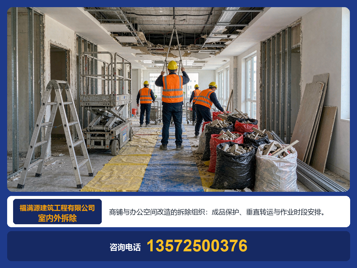 室内外拆除案例：商铺与办公空间改造的拆除组织